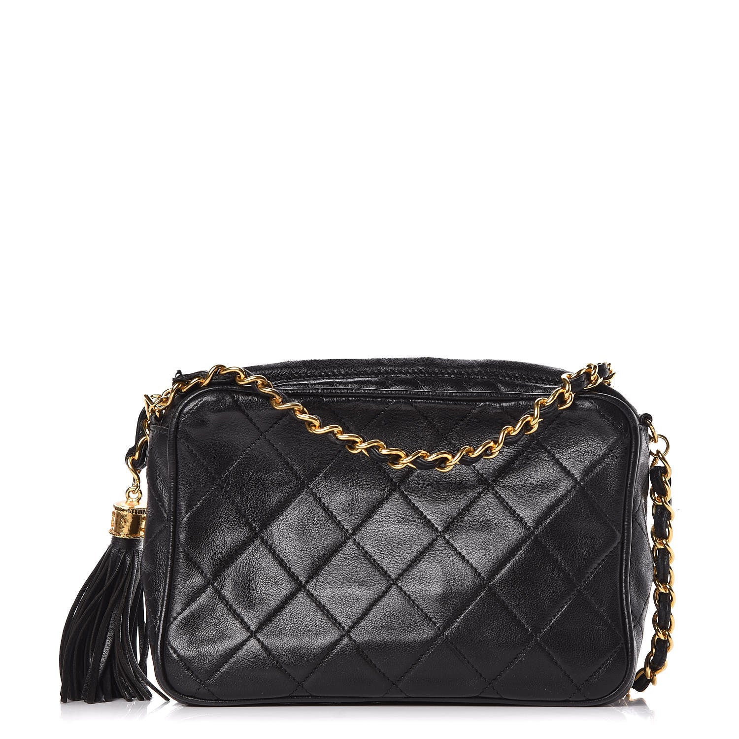 Chanel Lambskin Quilted Tassel Camera Case Pouch Black 1 of 14
