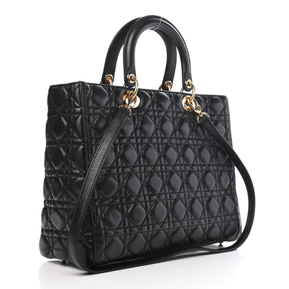 Christian Dior Lambskin Cannage Large Lady Dior Black 3 of 9