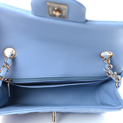 Chanel Lambskin Quilted Mini Rectangular Flap Light Blue 5 of 10