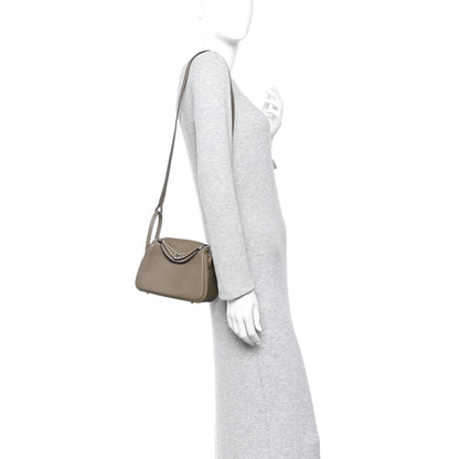 Hermes Taurillon Clemence Mini Lindy 20 Etoupe 2 of 11