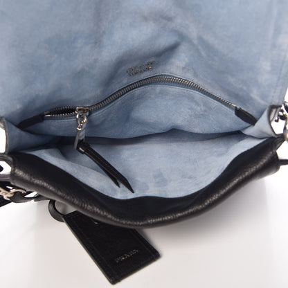 Prada Glace Calf Etiquette Flap Black Astrale 7 of 11