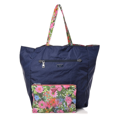 Prada Tessuto Nylon Floral Print BYOBag Shopping Tote 4 of 10