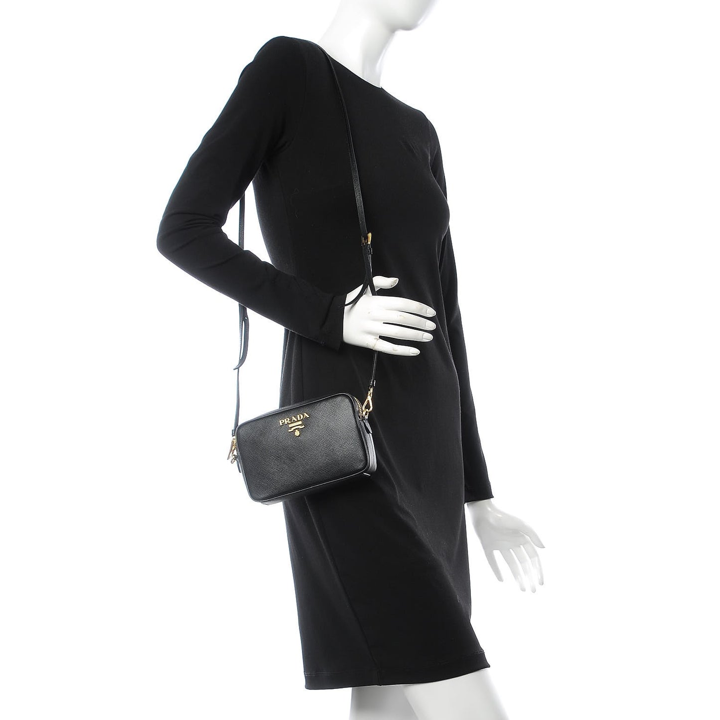 Saffiano Small Camera Crossbody Bag Black