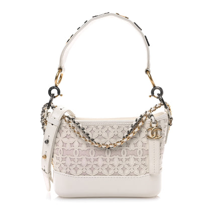 Chanel Calfskin Wool Felt Embossed Small Gabrielle Logo Hobo White 1 of 11