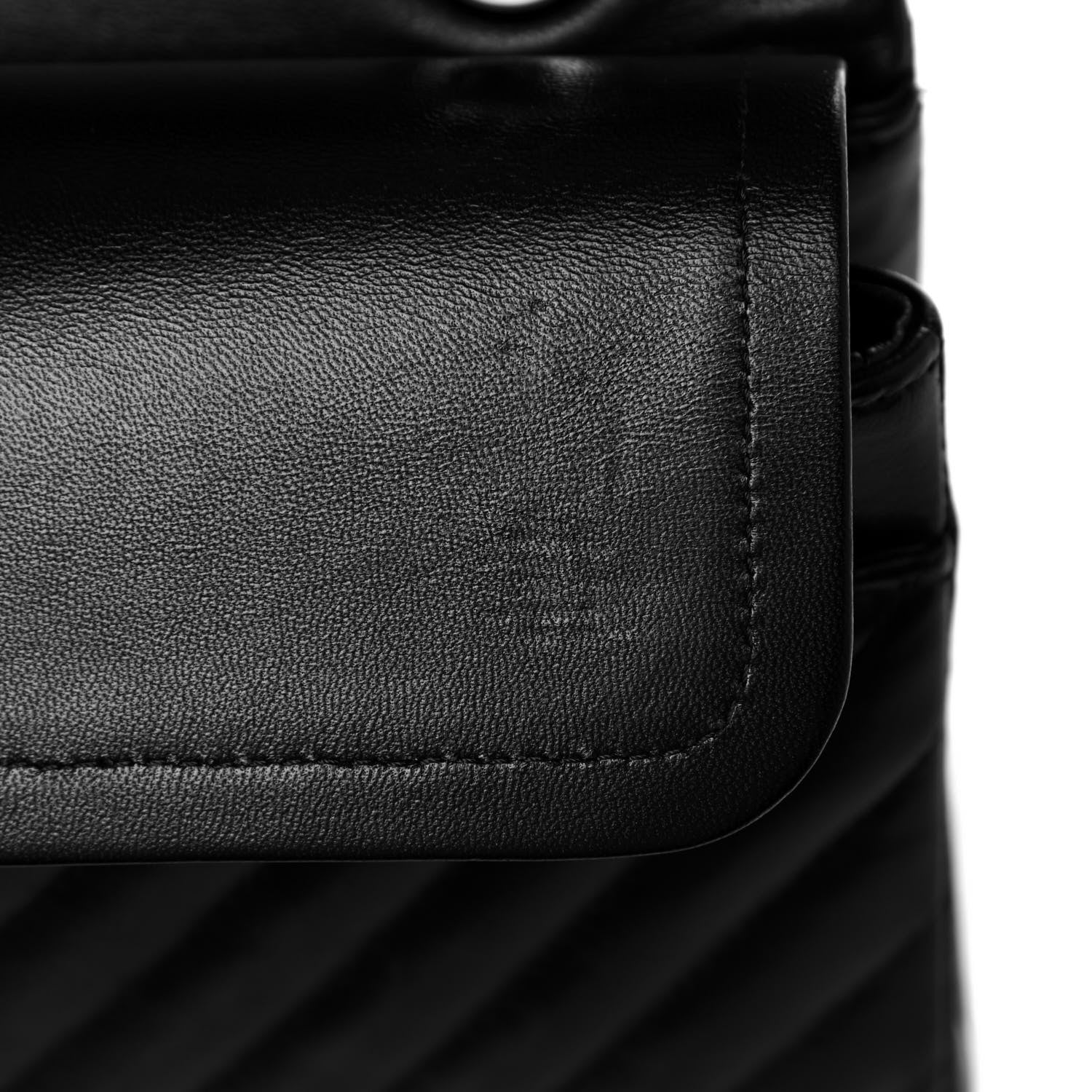 Chanel Lambskin Chevron Quilted Medium Double Flap So Black 11 of 14