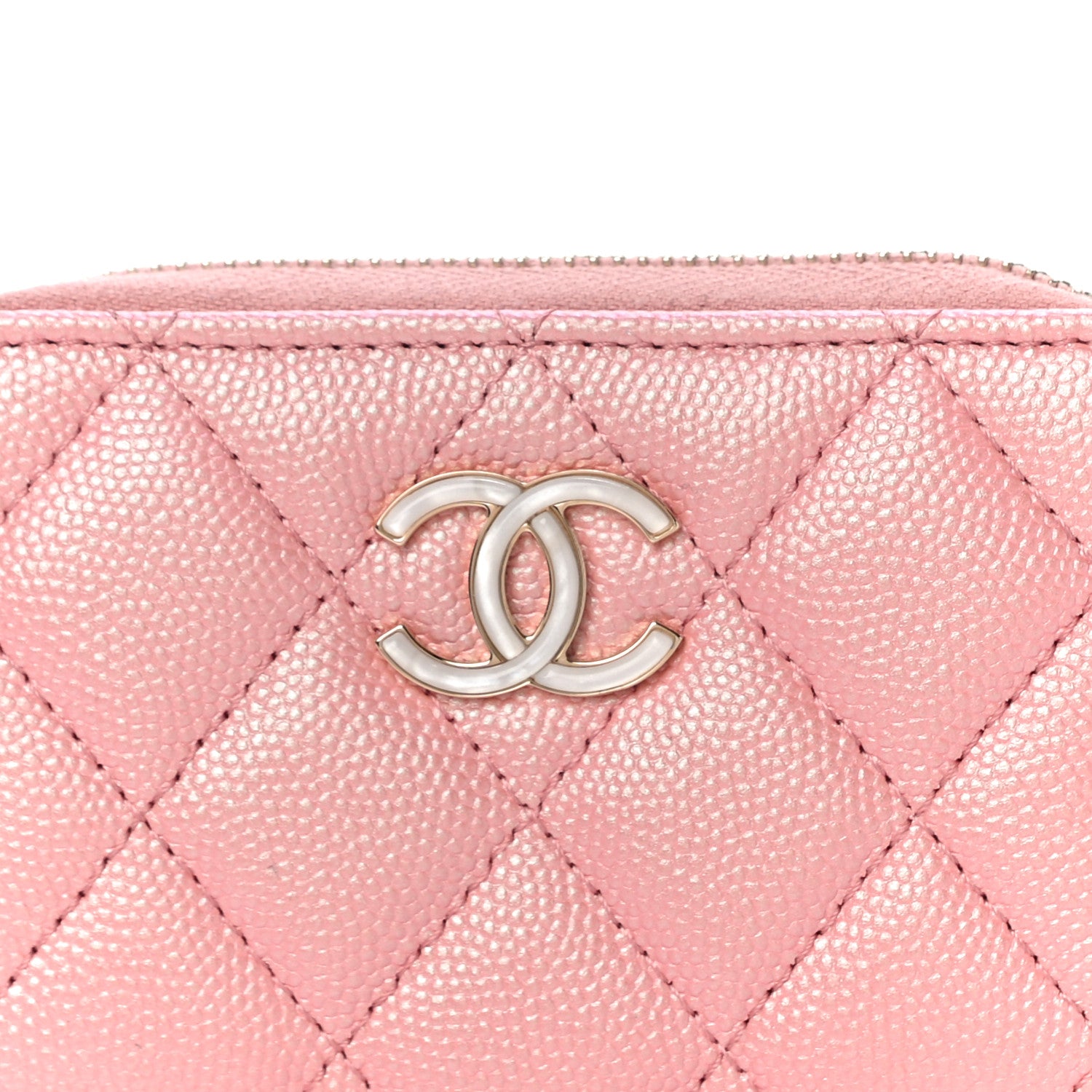 Chanel Iridescent Caviar Quilted Zip Coin Purse Pink 8 of 11