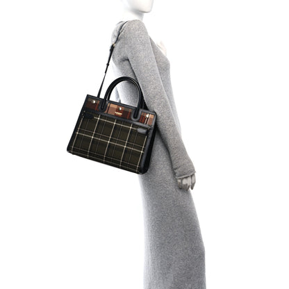 Burberry Wool Tartan Two Handle Title Bag Dark Green 2 of 11