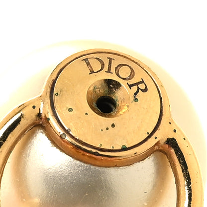 Christian Dior Pearl Crystal Tribal Logo Charms Earrings Gold 4 of 5