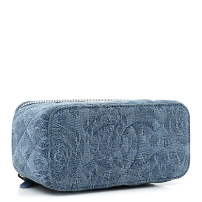 Chanel Denim Quilted Sweetheart Small Vanity Case With Chain Blue 4 of 13