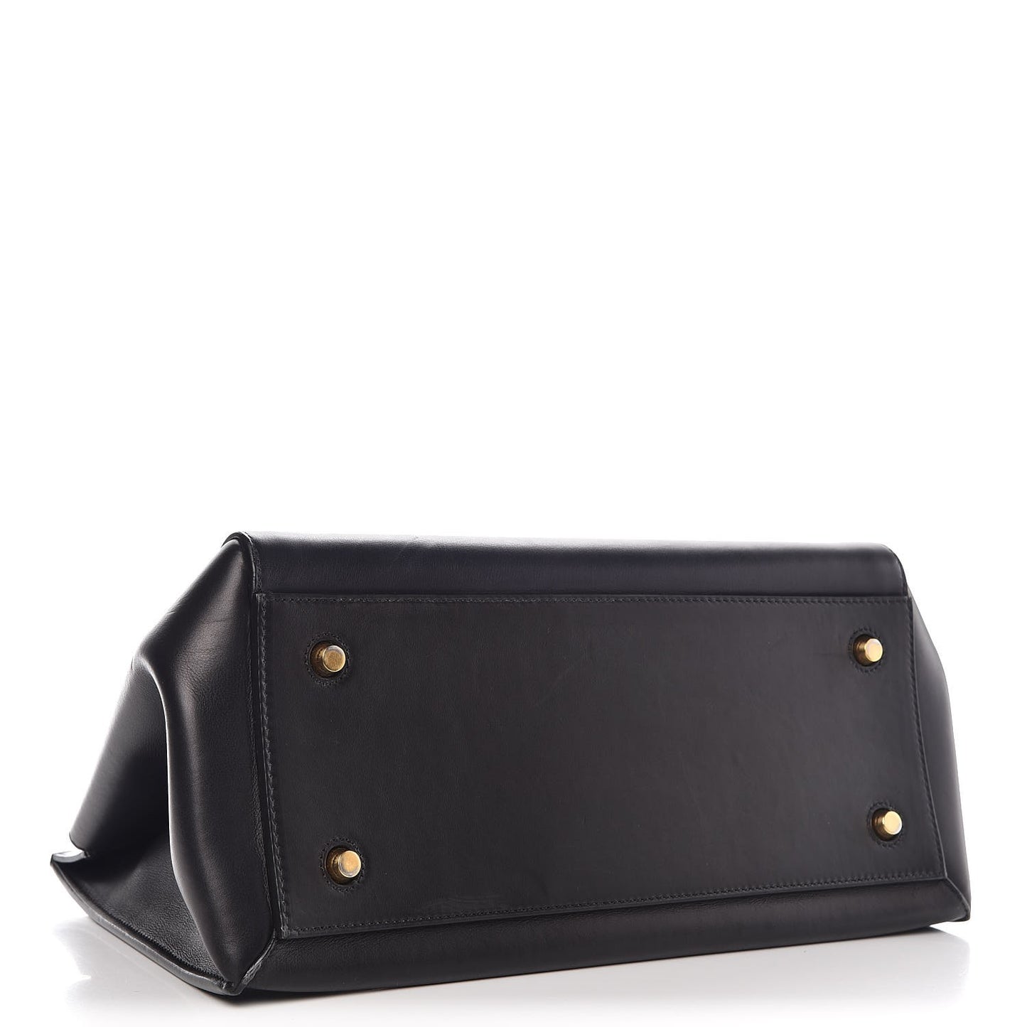 Smooth Calfskin Medium Bi-Color Edge Shoulder Bag Black Navy