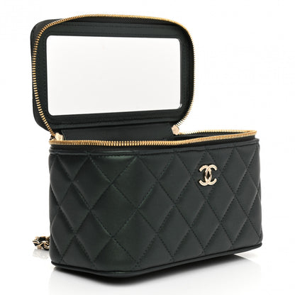 Chanel Iridescent Lambskin Quilted Small Top Handle Vanity Case With Chain Dark Green 8 of 12