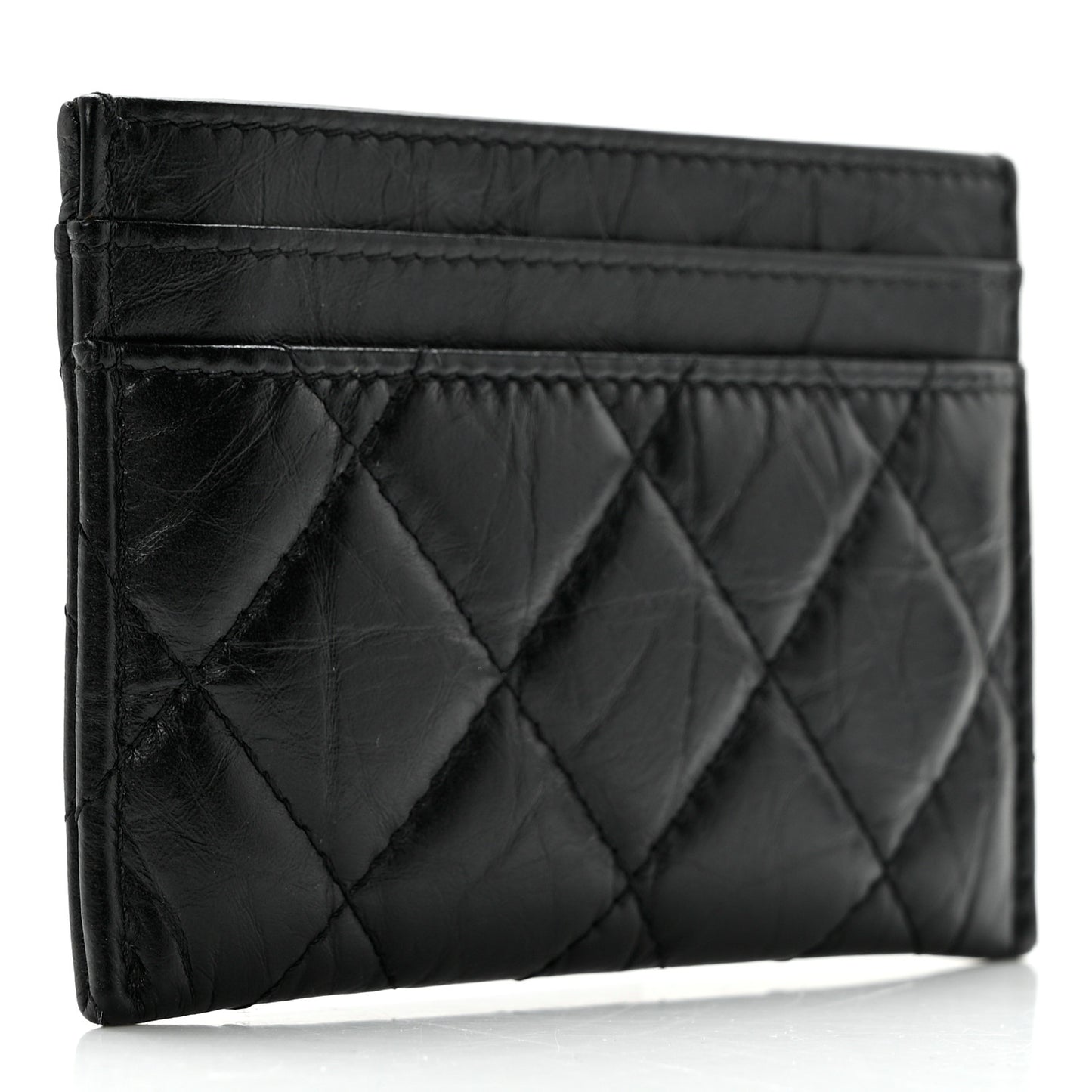 Aged Calfskin Quilted Reissue Card Holder So Black
