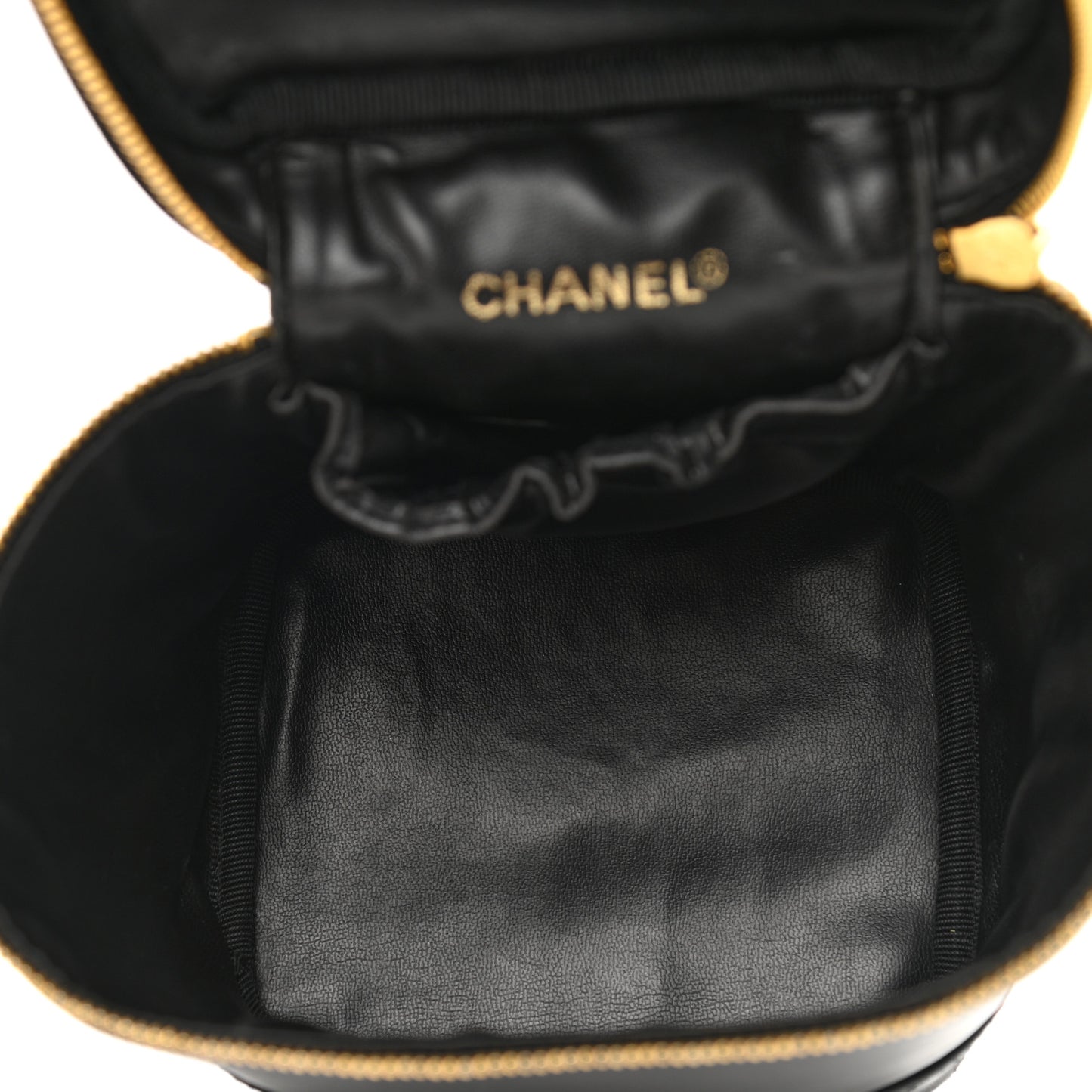 Lambskin Vanity Cosmetic Case Black