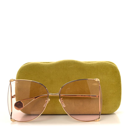 Gucci Metal Oversized Round Sunglasses GG0252S Gold Pink 7 of 7