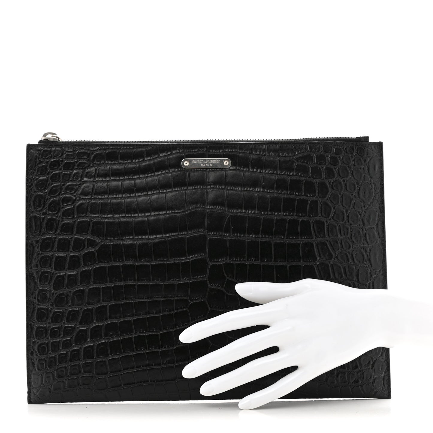 Calfskin Crocodile Embossed Document Holder Black