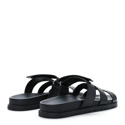Hermes Calfskin Womens Chypre Sandals 38.5 Black 4 of 9
