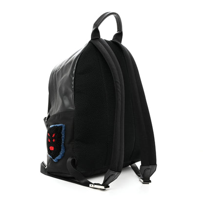 Fendi Nylon Calfskin Shearling Emoticon Backpack Black 2 of 11