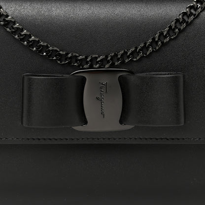Salvatore Ferragamo Calfskin Vara Rainbow Wallet On Chain Black 11 of 12