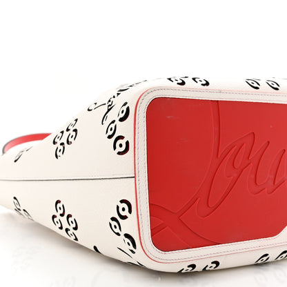 Christian Louboutin Calfskin Perforated Large Loubinthesky Cabarock Spikes Tote Snow 8 of 9