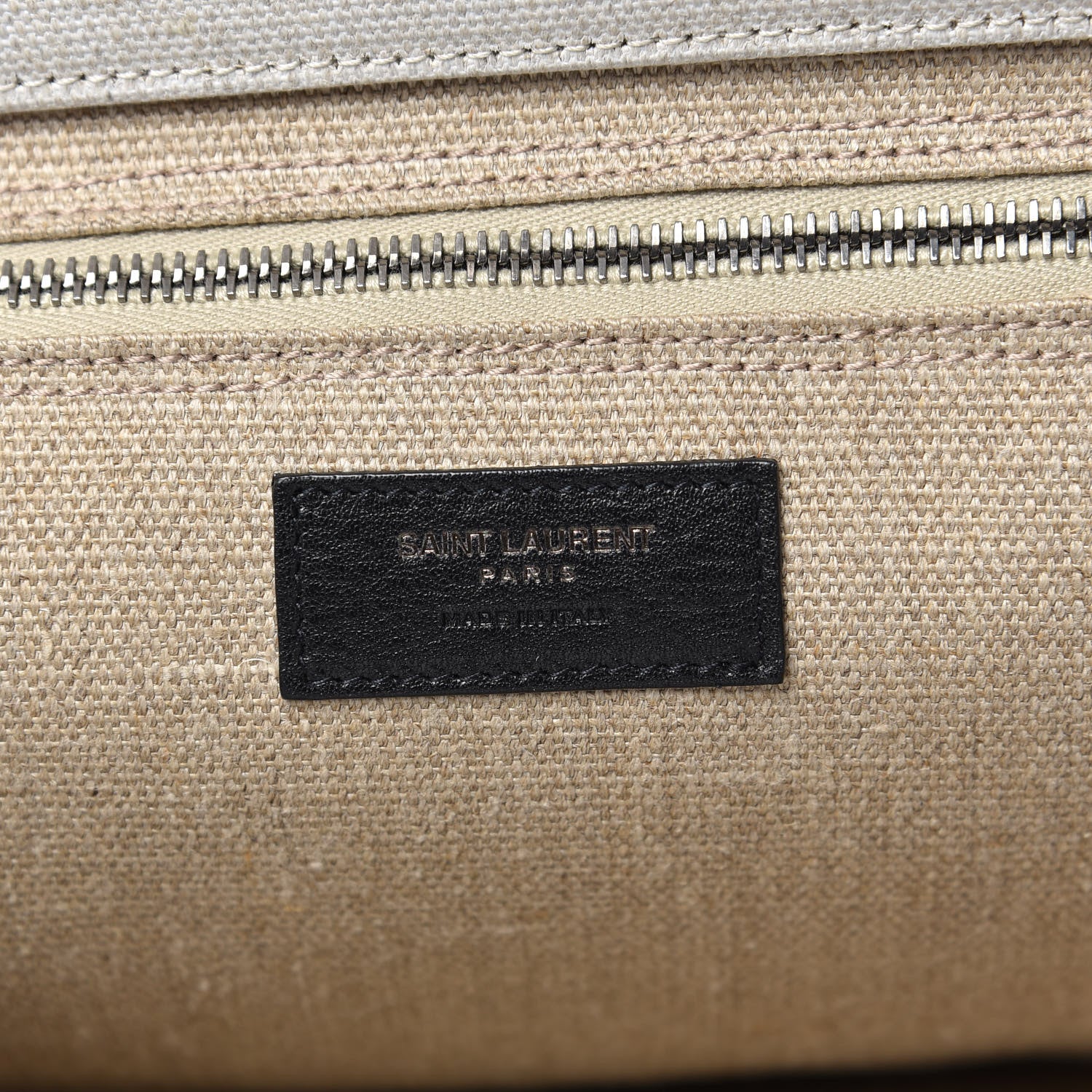 Saint Laurent Linen Calfskin Rive Gauche Tote Optic White 6 of 8