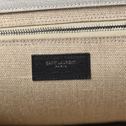 Saint Laurent Linen Calfskin Rive Gauche Tote Optic White 6 of 8