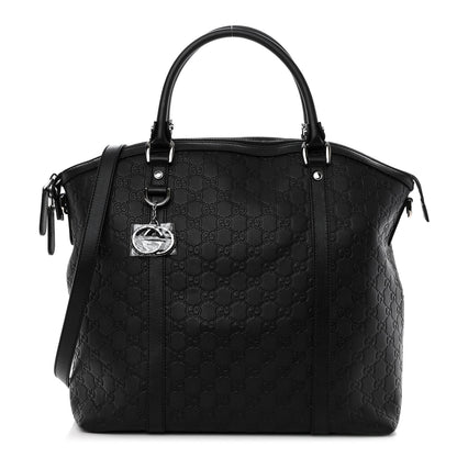 Gucci Guccissima Large GG Charm Convertible Dome Satchel Black 1 of 9