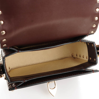 Valentino Garavani Vitello Small Rockstud Flap Saddle Bag Cacao 5 of 7
