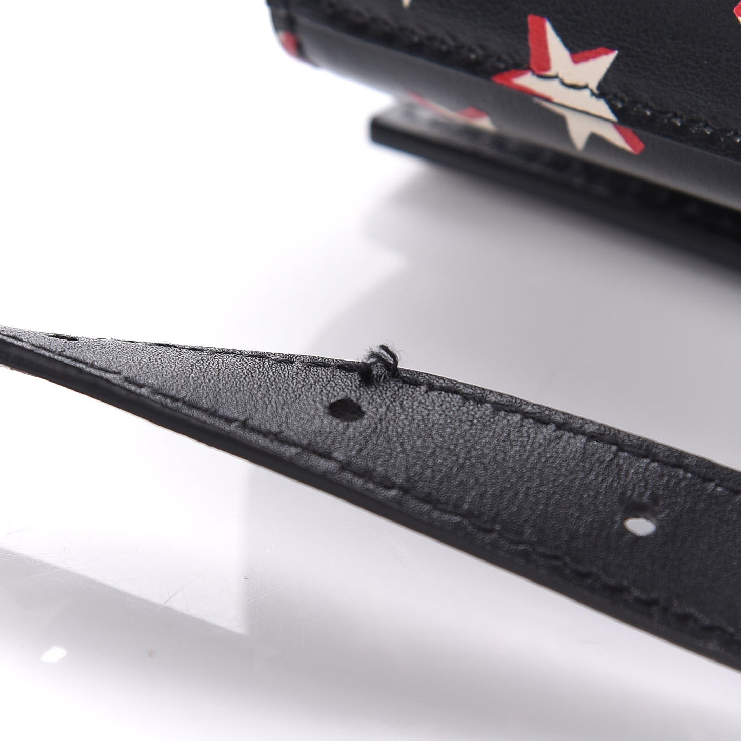 Smooth Calfskin Star Print Monogram Kate Belt Bag Black Ivory Red