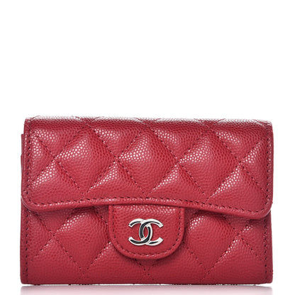 Chanel Caviar Quilted Flap Card Holder Dark Red 1 of 9