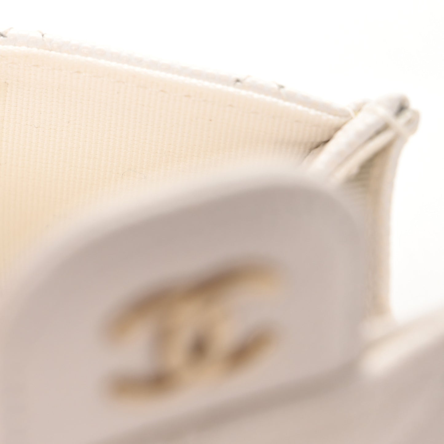 Caviar Quilted Flap Card Holder Wallet White