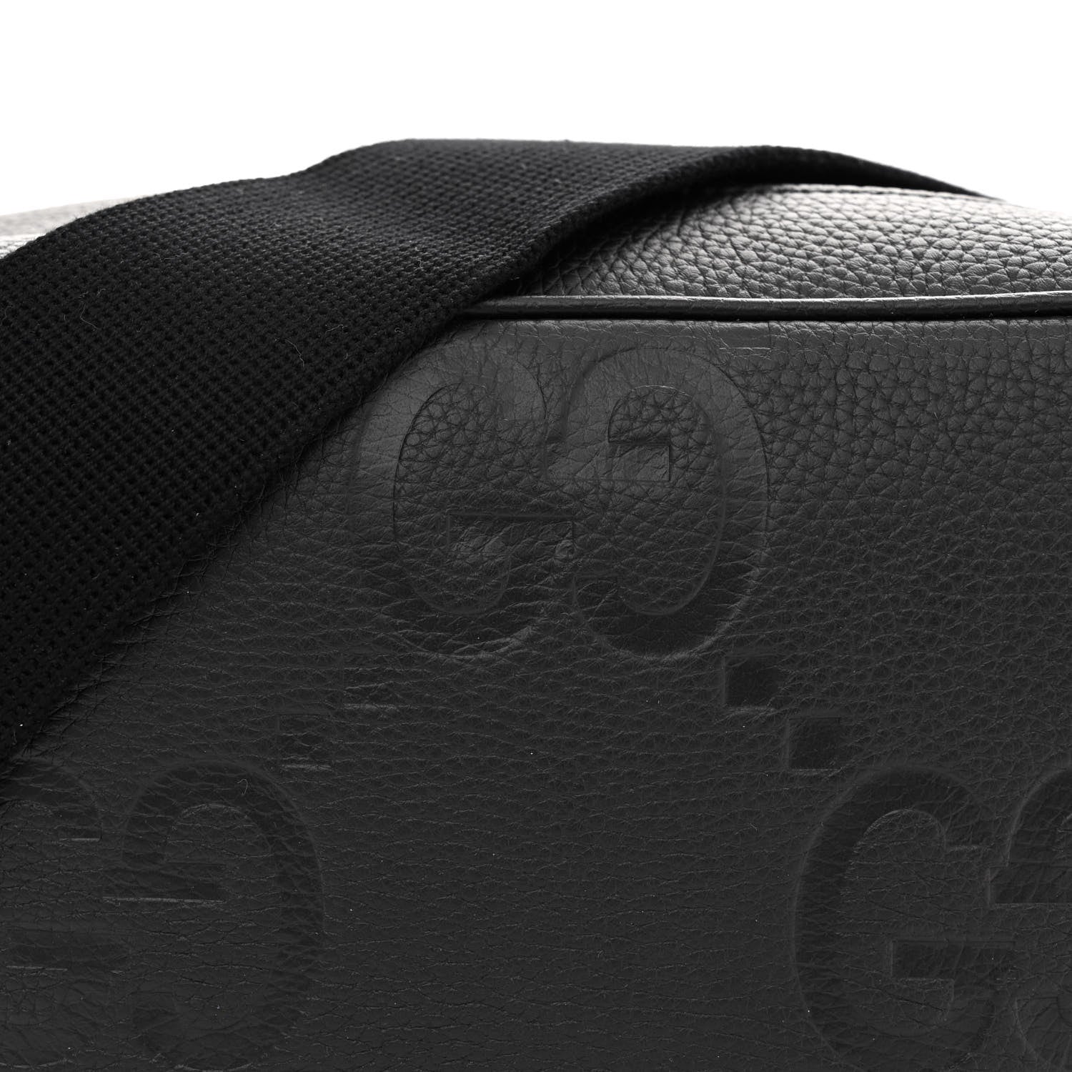 Gucci Piuma Calfskin Jumbo GG Embossed Medium Messenger Bag Black 8 of 11