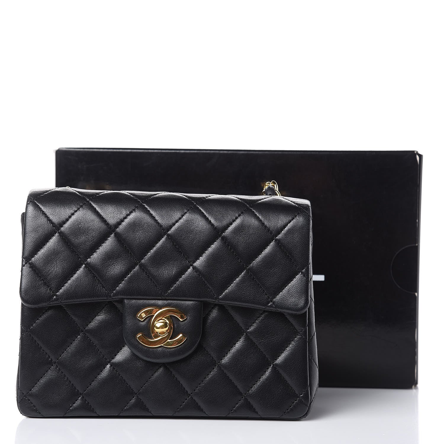 Chanel Lambskin Quilted Mini Square Flap Black 12 of 12