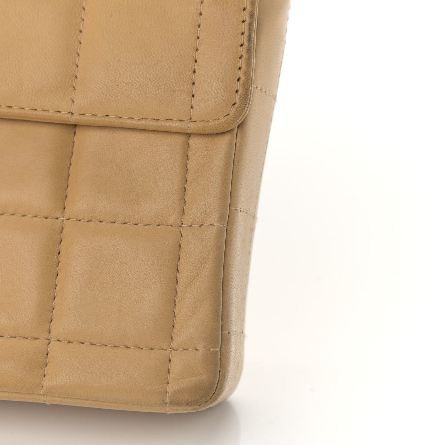 Lambskin East West Chocolate Bar Flap Beige