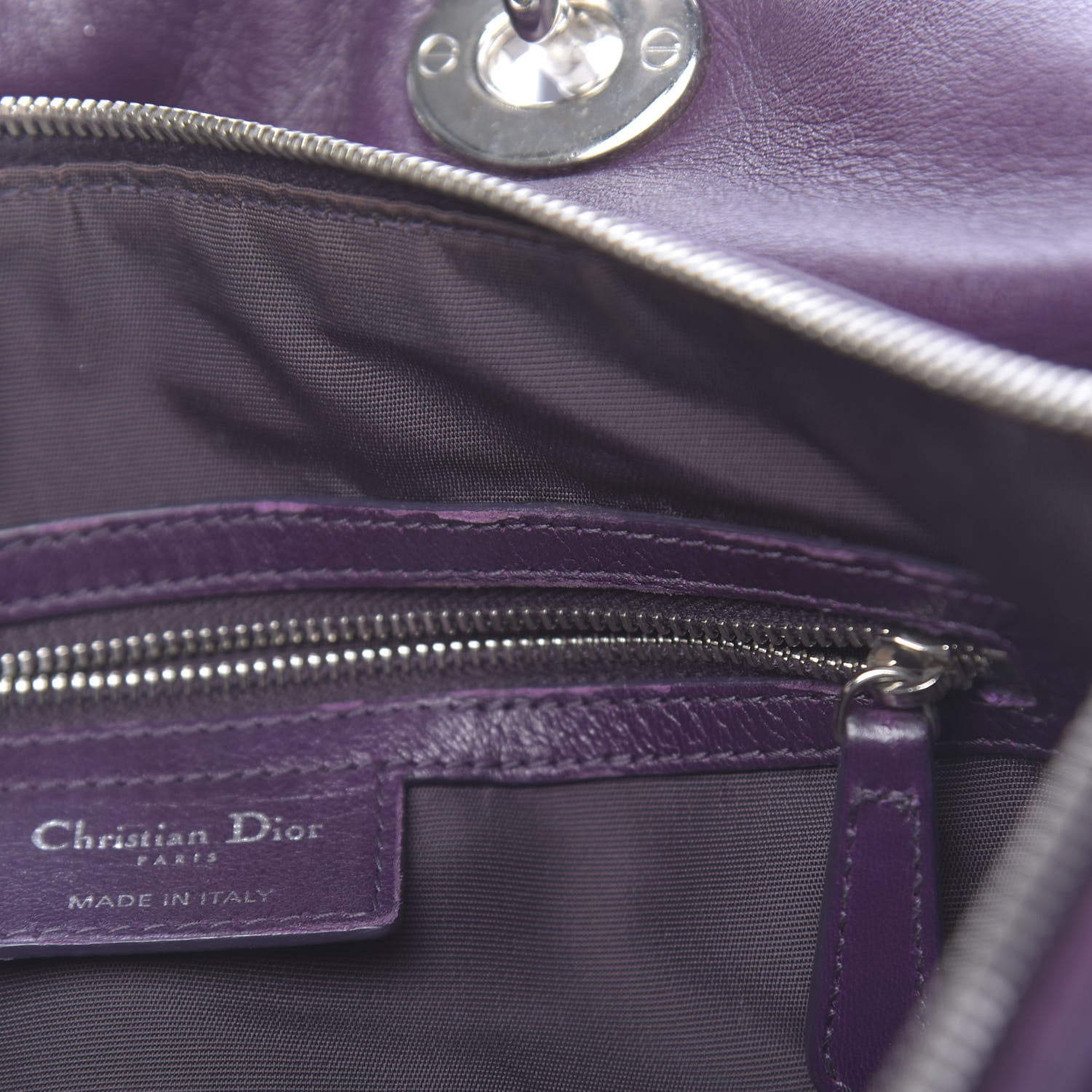 Christian Dior Lambskin Cannage Medium Granville Tote Purple 10 of 20