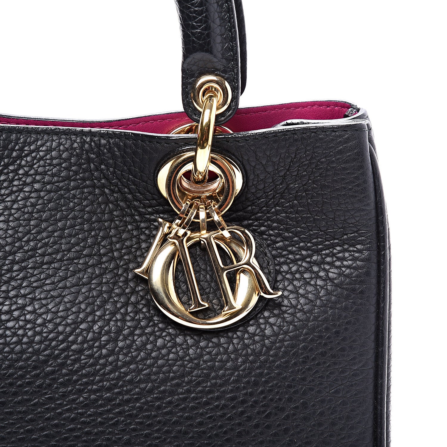 Christian Dior Bullcalf Small Diorissimo Tote Black Rose Indien 8 of 9