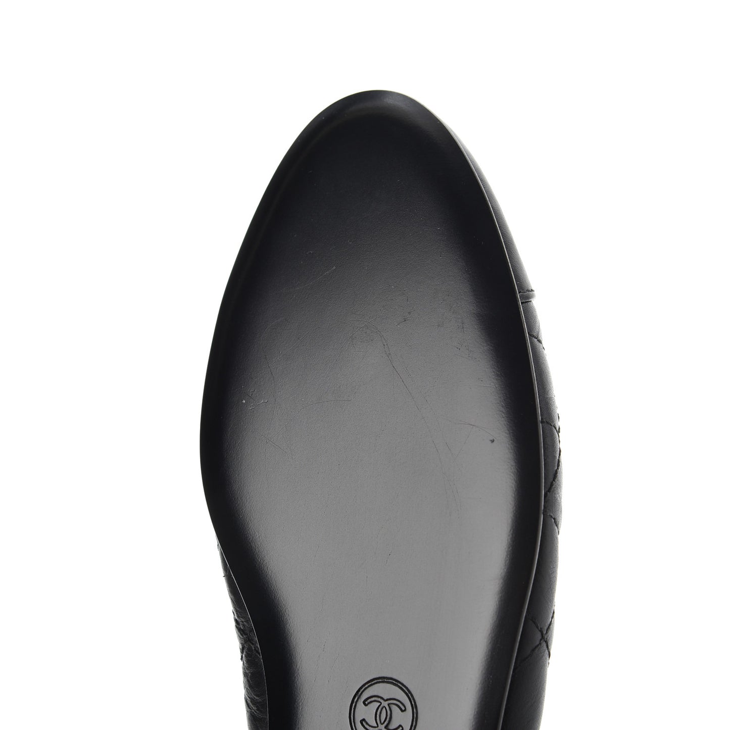 Aged Calfskin Quilted CC Cap Toe Ballerina Flats 39 Black
