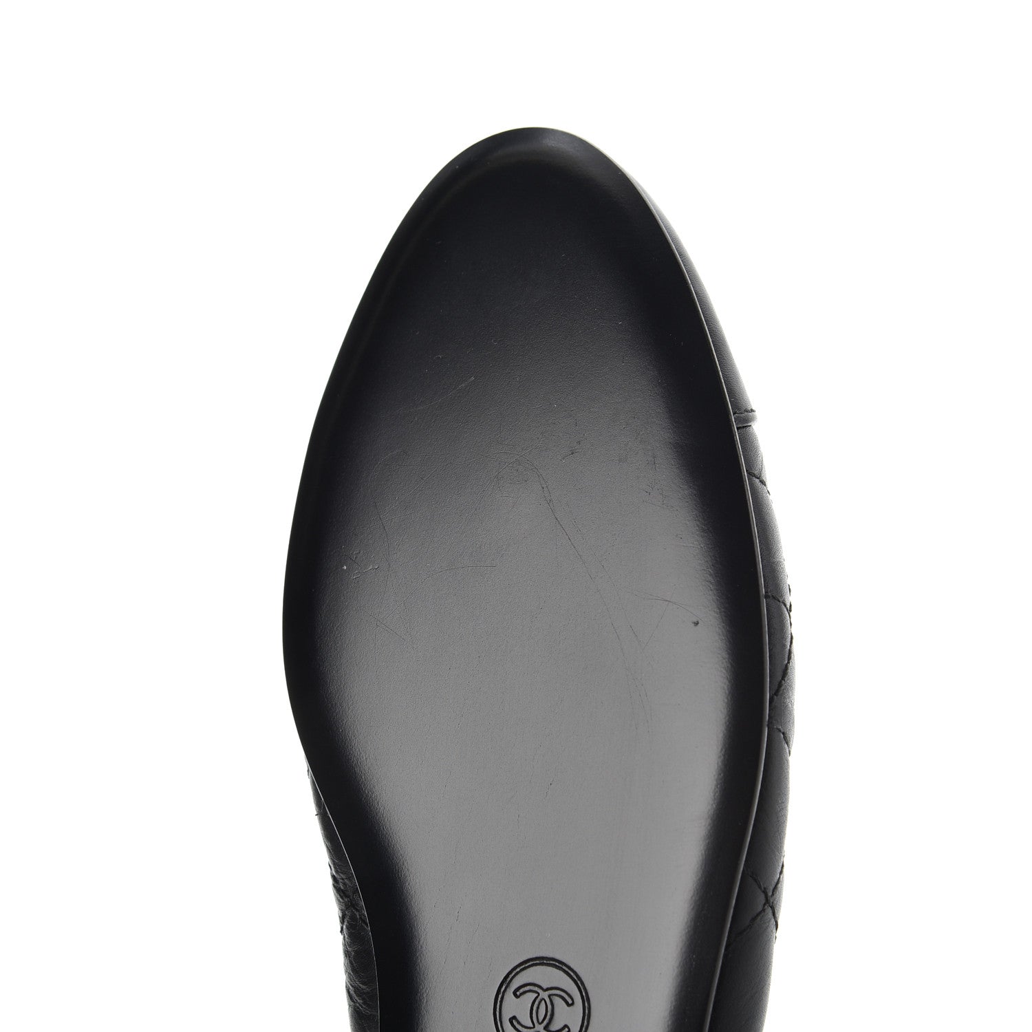 Chanel Aged Calfskin Quilted CC Cap Toe Ballerina Flats 39 Black 11 of 12