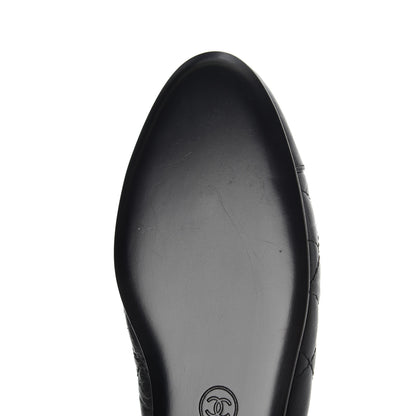 Chanel Aged Calfskin Quilted CC Cap Toe Ballerina Flats 39 Black 11 of 12