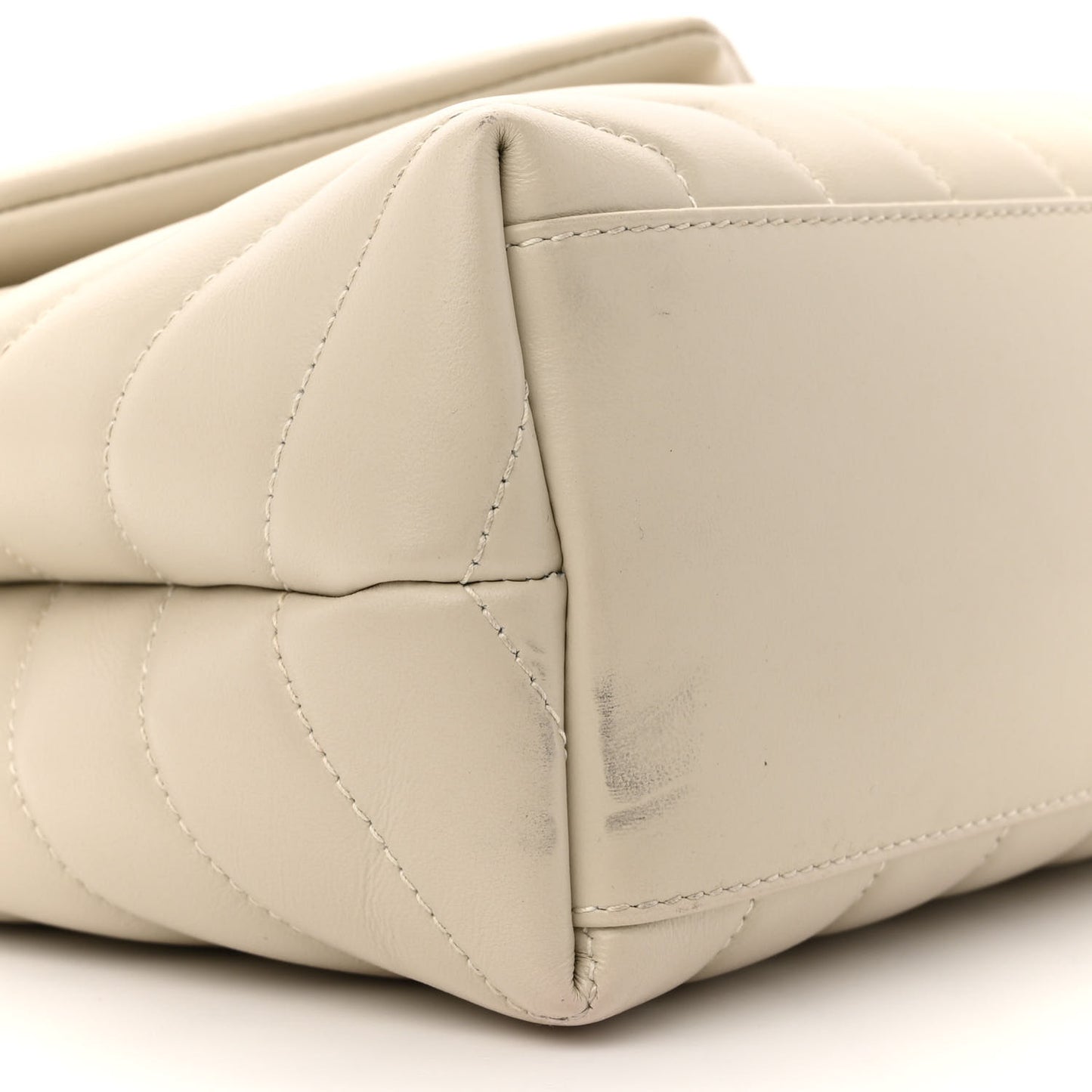 Calfskin Y Quilted Monogram Small Loulou Chain Satchel Crema Soft