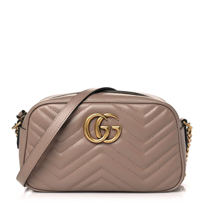 Gucci Calfskin Matelasse Small GG Marmont Chain Shoulder Bag Porcelain Rose 1 of 9