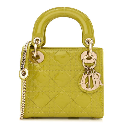 Christian Dior Patent Cannage Mini Lady Dior Lime Yellow 1 of 13