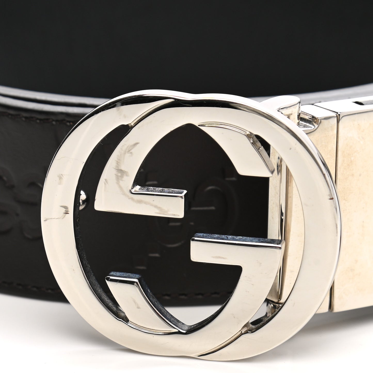 Guccissima Signature Interlocking G Reversible 37mm Belt 85 34 Black Cocoa