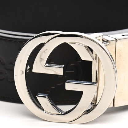 Gucci Guccissima Signature Interlocking G Reversible 37mm Belt 85 34 Black Cocoa 6 of 6