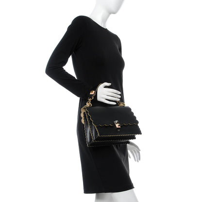 Fendi Vitello Liberty Scalloped Studded Kan I Shoulder Bag Black 3 of 10