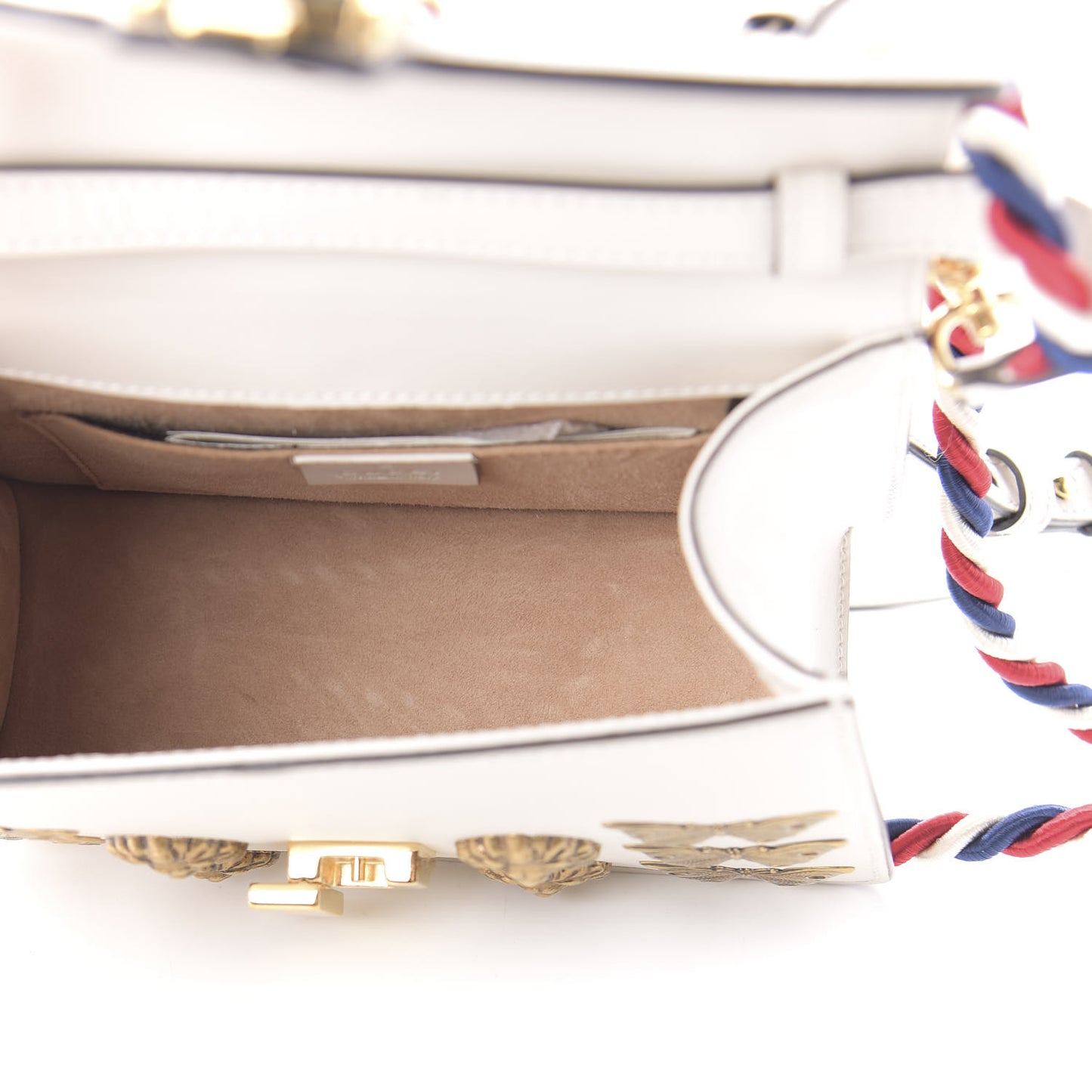 Calfskin Animal Studs Mini Sylvie Top Handle Bag White