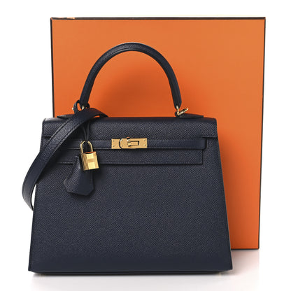 Hermes Epsom Kelly Sellier 25 Bleu Indigo 13 of 13