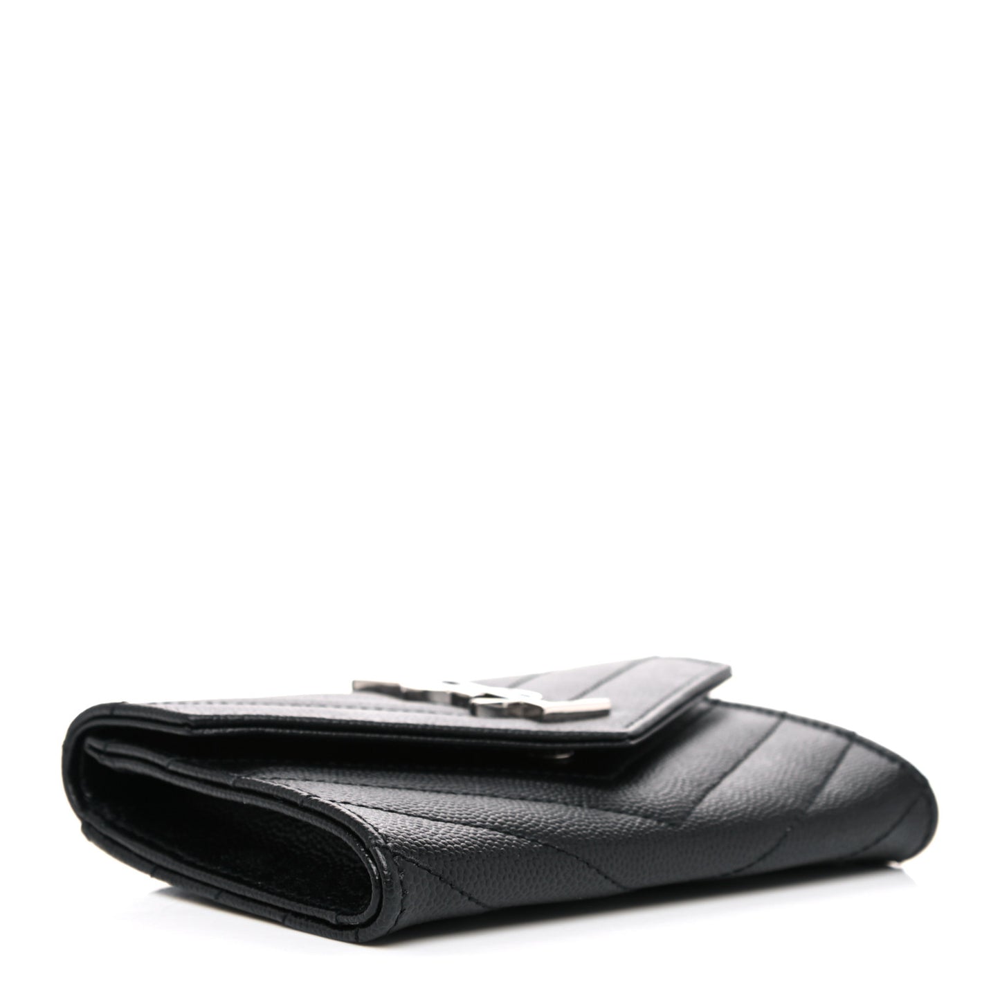 Grain De Poudre Matelasse Chevron Small Monogram Envelope Wallet Black