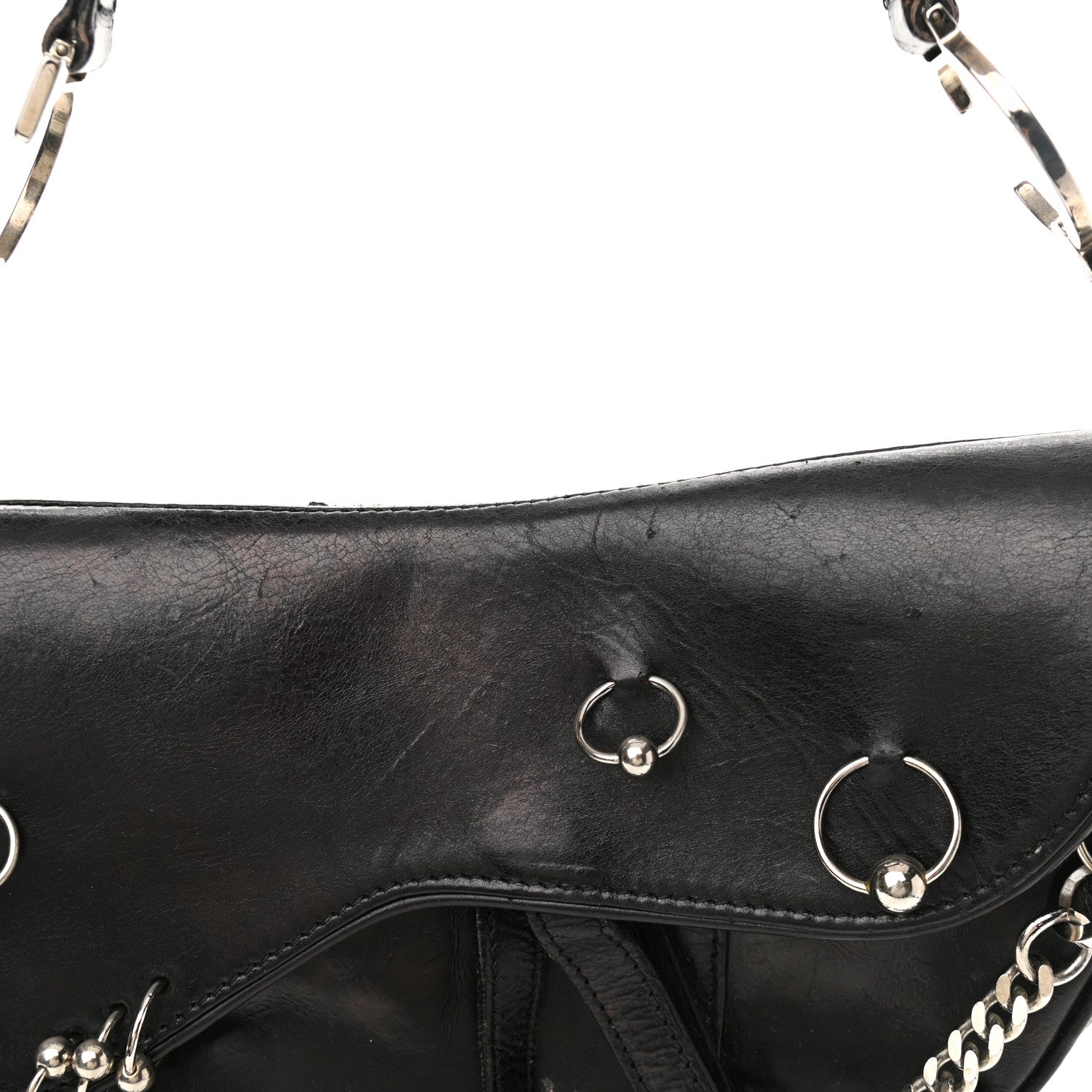 Christian Dior Calfskin Hardcore Pierced Saddle Bag Black 17 of 21