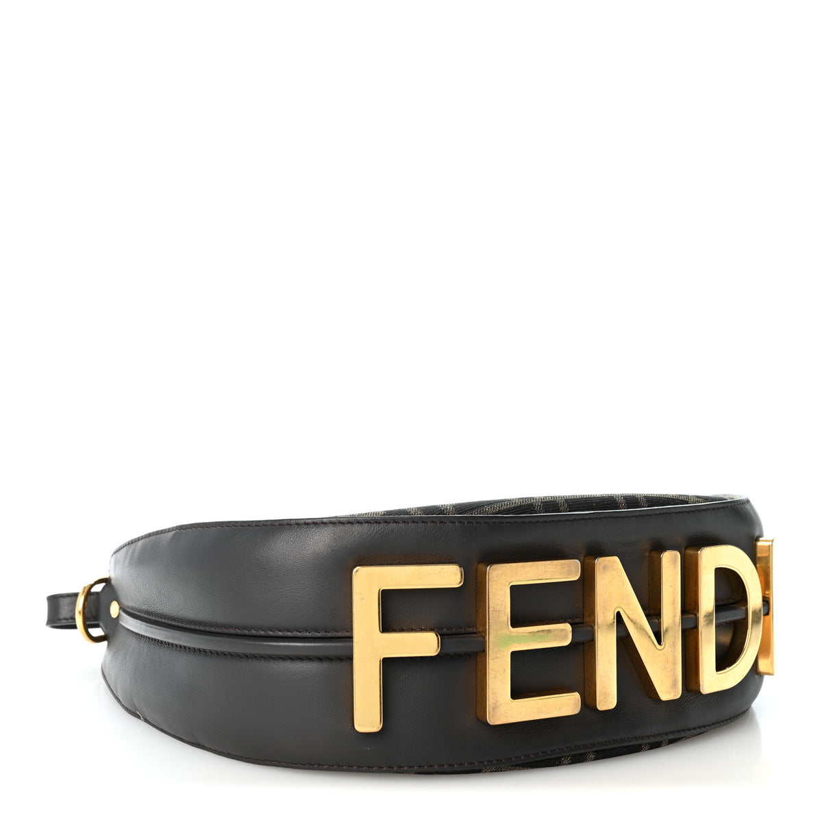 Fendi Fabric Jacquard Vitello Grace FF 1974 Small Fendigraphy Hobo Bag Tobacco Moro Ebano 3 of 9