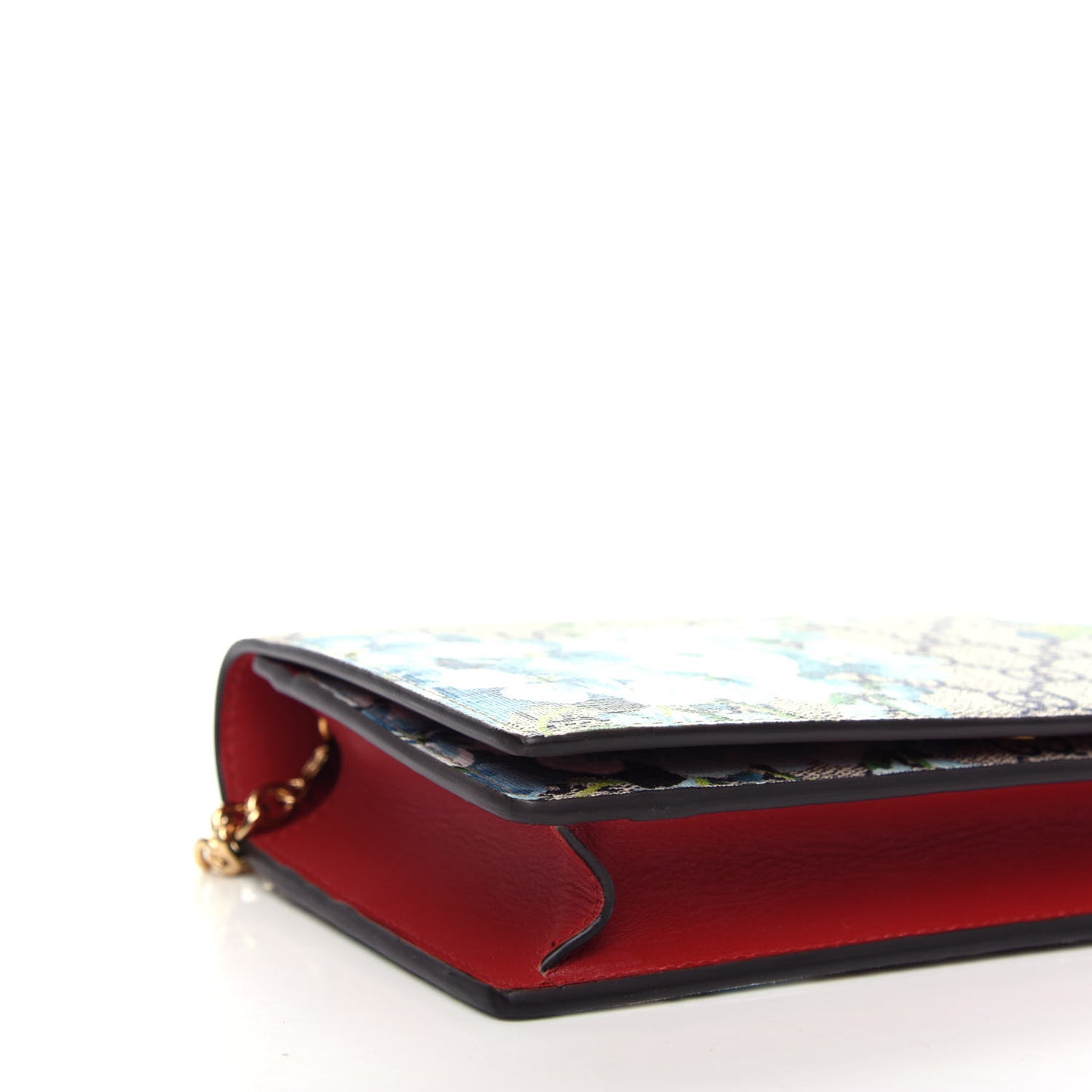 GG Supreme Monogram Blooms Chain Wallet Blue